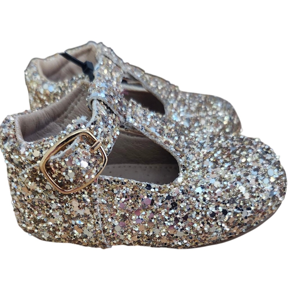 A Bear‎ Co Toddler Size 3 Gold Glitter T-Strap Flats